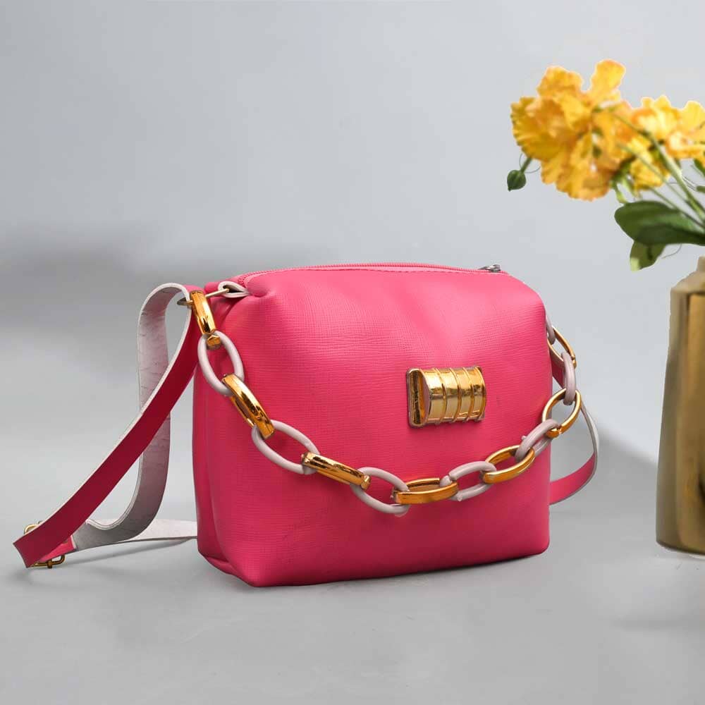 Women's/Girl's Chain Style Small Hand/Shoulder Bag bag SNAN Traders Pink 