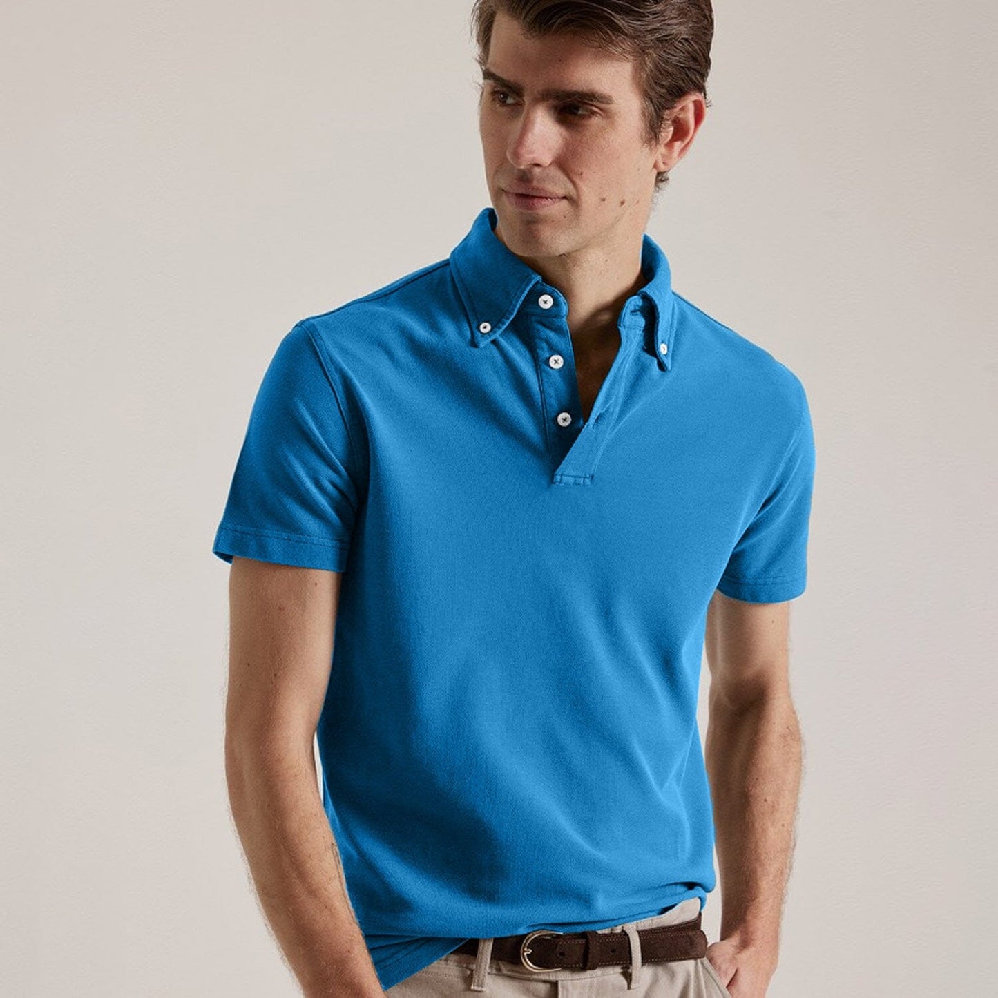 Polo Republica Men's Jetson Button Down Short Sleeve Polo Shirt Men's Polo Shirt Polo Republica Blue S 