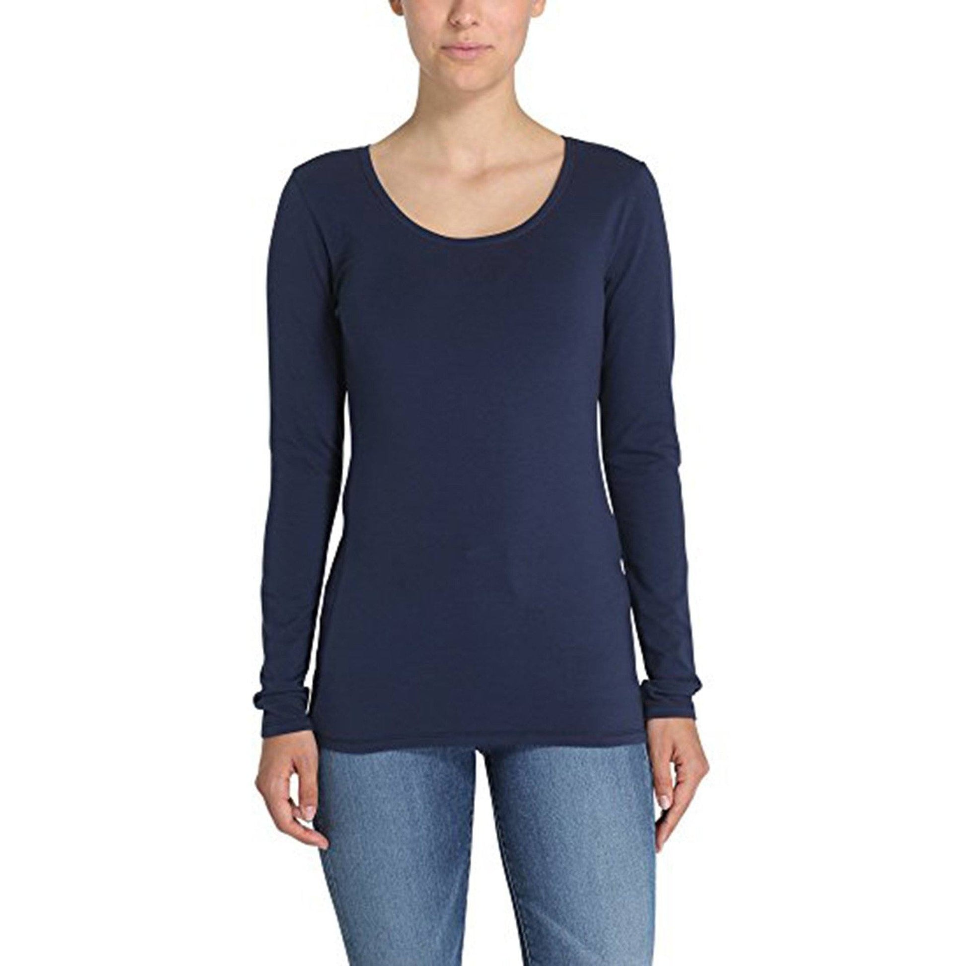 Berydale Women's Long-Sleeve Tee: Elegance in 100% BCI Combed Cotton Navy S 