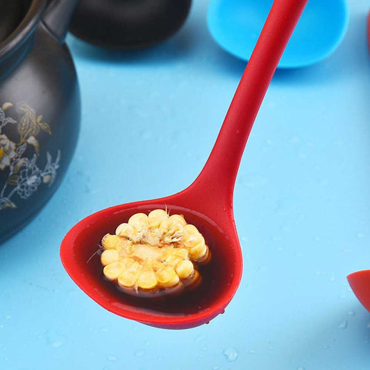 Long Handle Silicon Nonstick Soup Spoon Ladle Kitchen Accessories ALN 