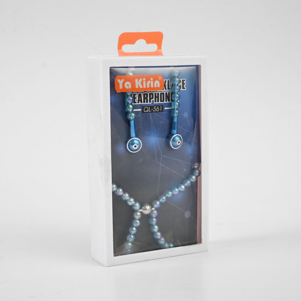 Pearl Necklace Design Stylish Earphone Mobile Accessories SPT Blue 
