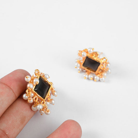 American Diamonds Blanca Beautiful Earrings Jewellery SNAN Traders Black 