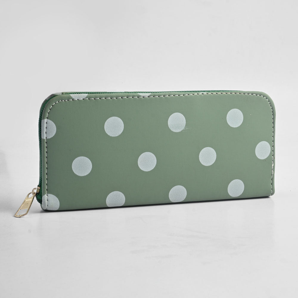 Women's Dots Design Faux Leather Zip Closure Wallet/Purse Hand Bag NB Enterprises Olive 