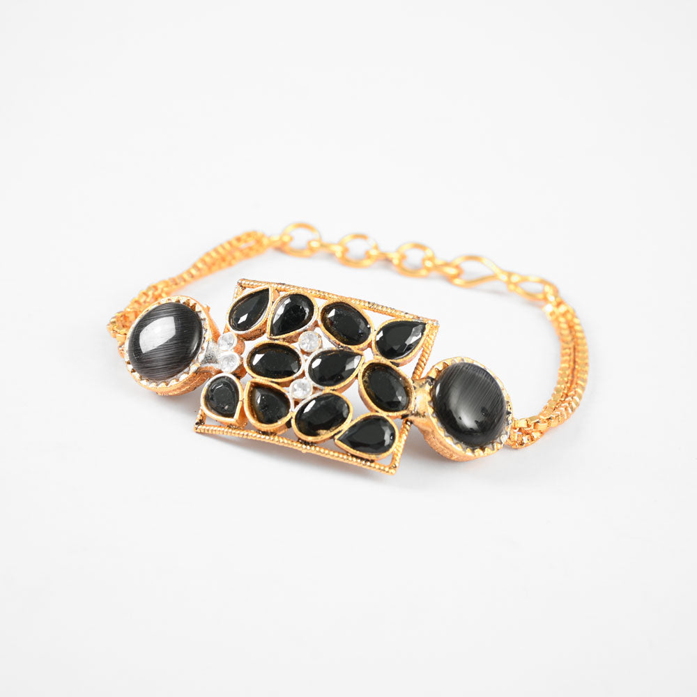 American Diamonds Women's Leipzig Stone Bracelet Jewellery SNAN Traders Black 