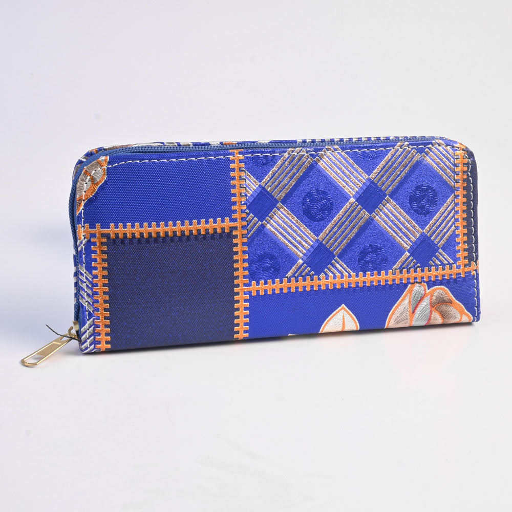 Women's Ruwa Floral Design Faux Leather Zip Closure Wallet/Purse Hand Bag NB Enterprises Royal 