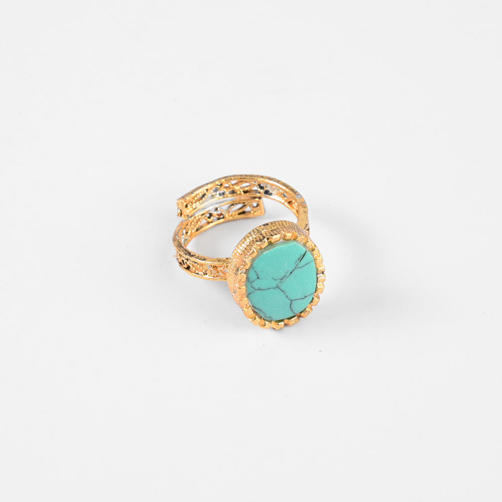 American Diamonds Women's Myjava Design Adjustable Ring Jewellery SNAN Traders Turquoise 