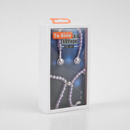 Pearl Necklace Design Stylish Earphone Mobile Accessories SPT Purple 