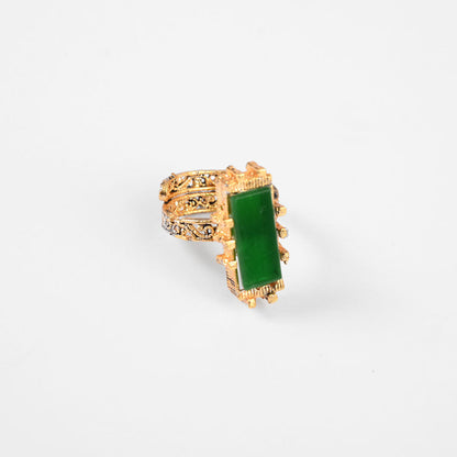 American Diamonds Women's Komarno Rectangle Adjustable Ring Jewellery SNAN Traders Green 