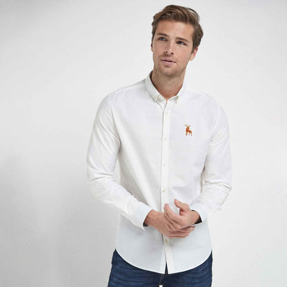 Polo Republica Men's Moose Embroidered Premium Casual Shirt Men's Casual Shirt Polo Republica Cream S 