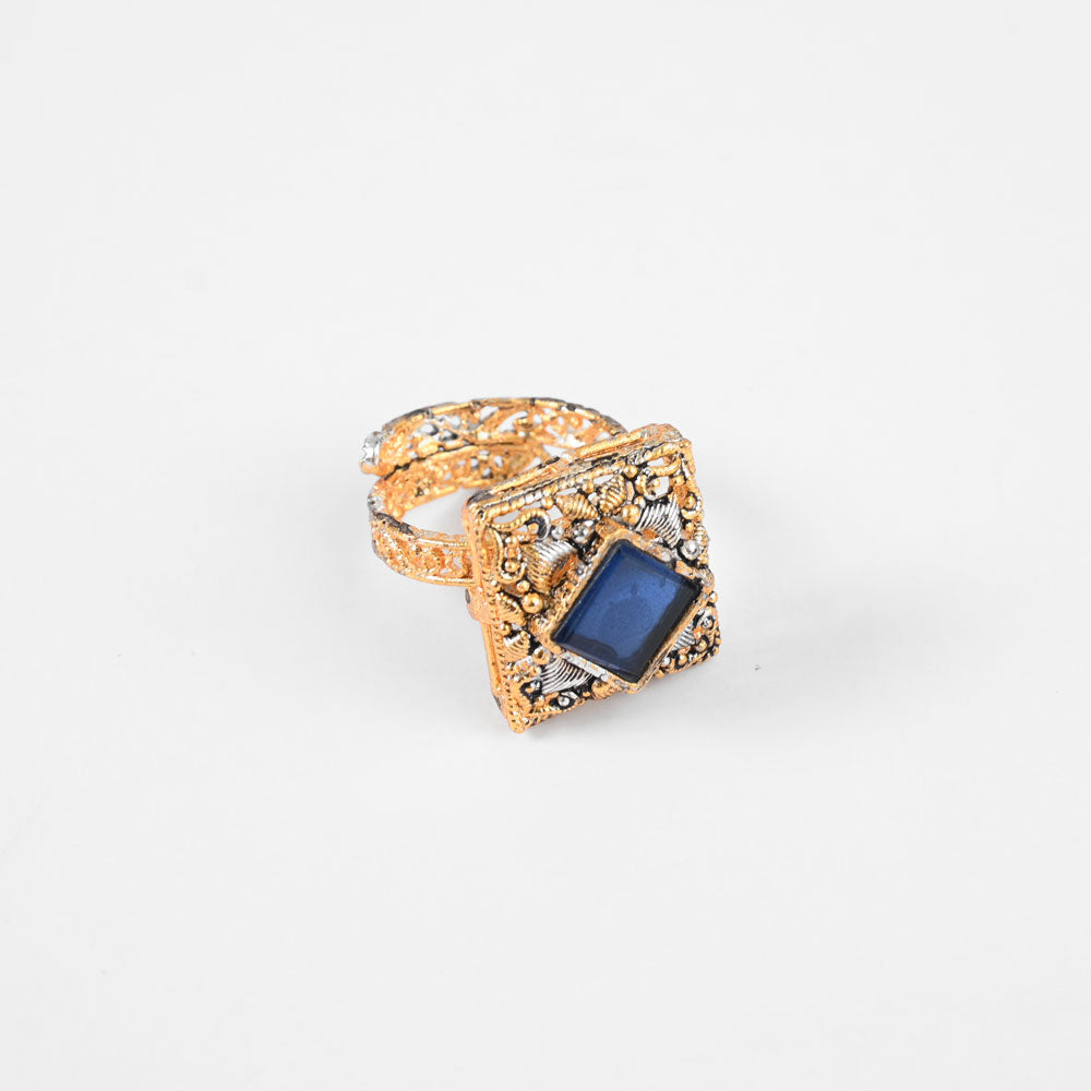American Diamonds Women's Secovce Adjustable Ring Jewellery SNAN Traders Blue 