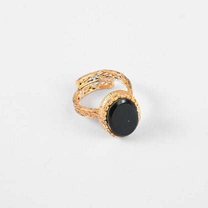 American Diamonds Women's Myjava Design Adjustable Ring Jewellery SNAN Traders Black 