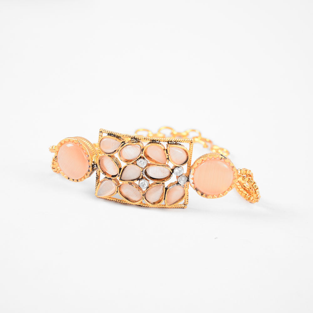 American Diamonds Women's Leipzig Stone Bracelet Jewellery SNAN Traders Peach 