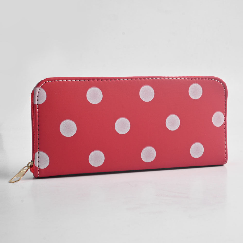 Women's Dots Design Faux Leather Zip Closure Wallet/Purse Hand Bag NB Enterprises Pink 