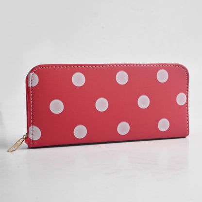 Women's Dots Design Faux Leather Zip Closure Wallet/Purse Hand Bag NB Enterprises Pink 