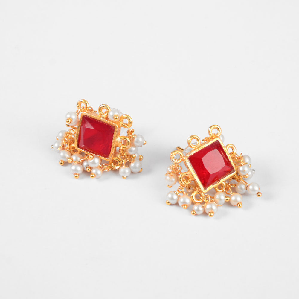 American Diamonds Blanca Beautiful Earrings Jewellery SNAN Traders Red 