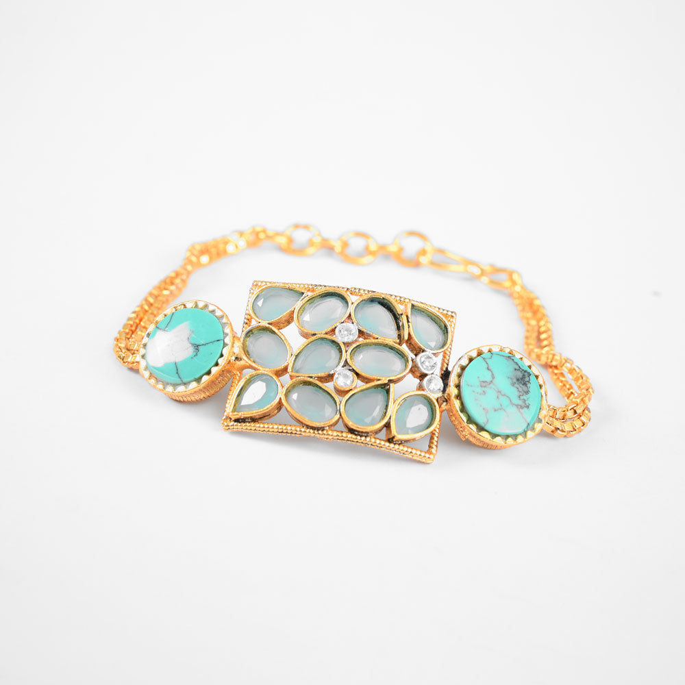 American Diamonds Women's Leipzig Stone Bracelet Jewellery SNAN Traders Turquoise 