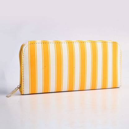 Women's Strips Style Faux Leather Zip Closure Wallet/Purse Hand Bag NB Enterprises Yellow 