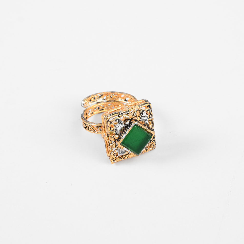American Diamonds Women's Secovce Adjustable Ring Jewellery SNAN Traders Green 