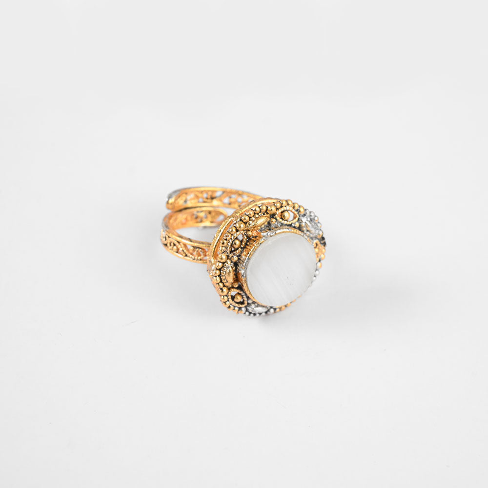 American Diamonds Women's Krompachy Design Adjustable Ring Jewellery SNAN Traders White 