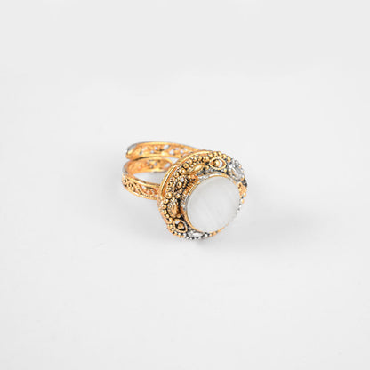 American Diamonds Women's Krompachy Design Adjustable Ring Jewellery SNAN Traders White 