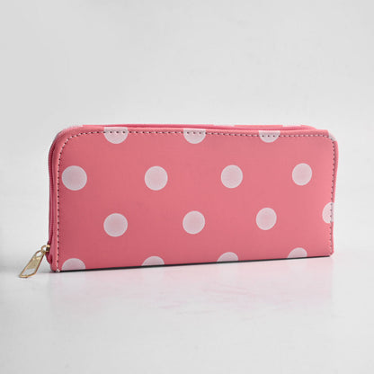 Women's Dots Design Faux Leather Zip Closure Wallet/Purse Hand Bag NB Enterprises Red 