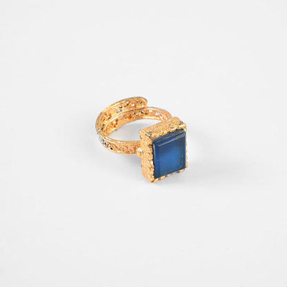 American Diamonds Women's Samorin Adjustable Ring Jewellery SNAN Traders Blue 