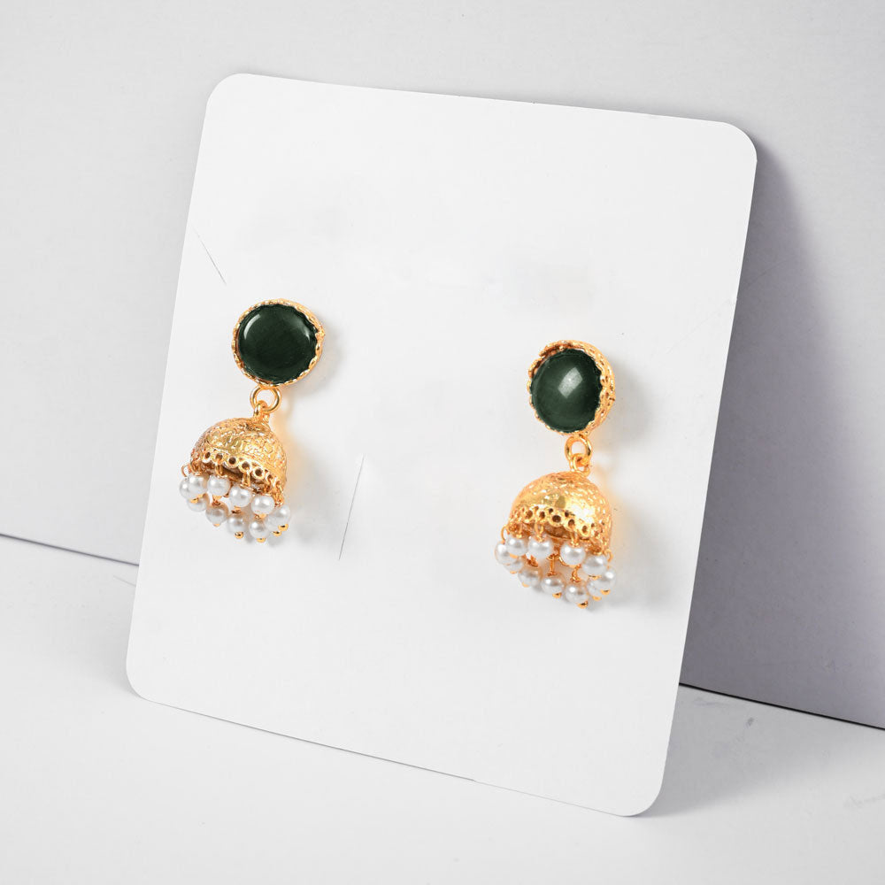 American Diamonds Women's Ushuaia Beautiful Jhumka Style Earrings Jewellery SNAN Traders Green 