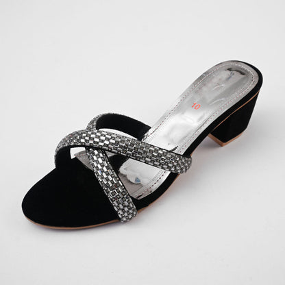 Women's Troyes Cross Block Heels Sandals Women's Shoes Al Barka Fashion House Black EUR 35 
