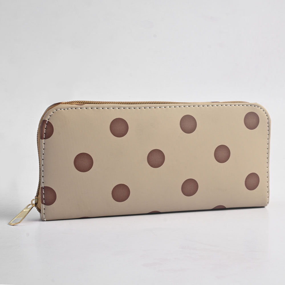 Women's Dots Design Faux Leather Zip Closure Wallet/Purse Hand Bag NB Enterprises Mud 