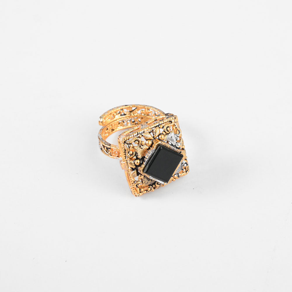 American Diamonds Women's Secovce Adjustable Ring Jewellery SNAN Traders Black 