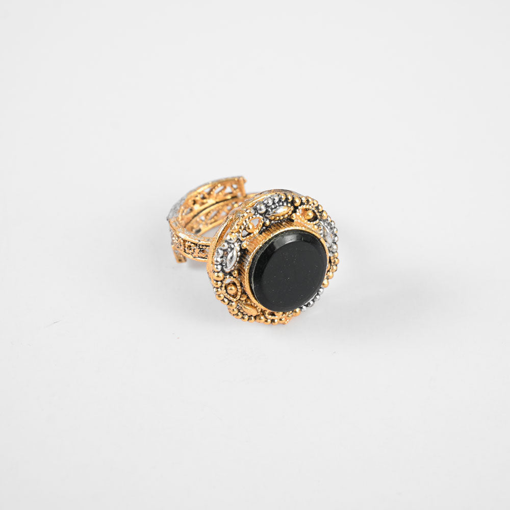 American Diamonds Women's Krompachy Design Adjustable Ring Jewellery SNAN Traders Black 