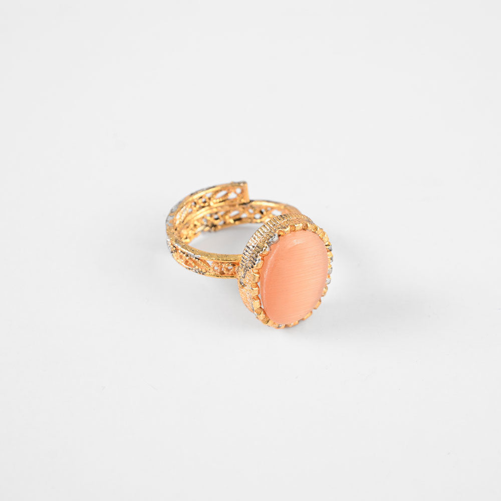 American Diamonds Women's Myjava Design Adjustable Ring Jewellery SNAN Traders Peach 