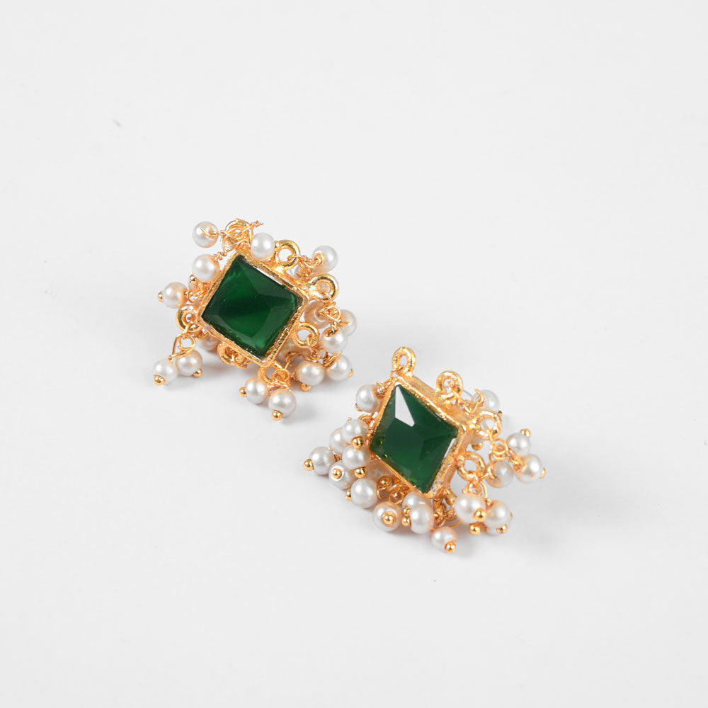 American Diamonds Blanca Beautiful Earrings Jewellery SNAN Traders Green 