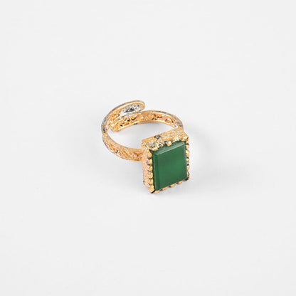 American Diamonds Women's Samorin Adjustable Ring Jewellery SNAN Traders Green 