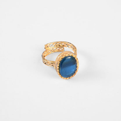 American Diamonds Women's Myjava Design Adjustable Ring Jewellery SNAN Traders Royal Blue 