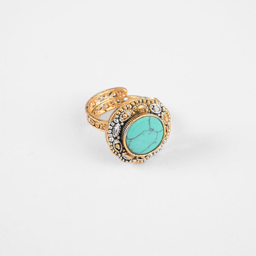American Diamonds Women's Krompachy Design Adjustable Ring Jewellery SNAN Traders Turquoise 