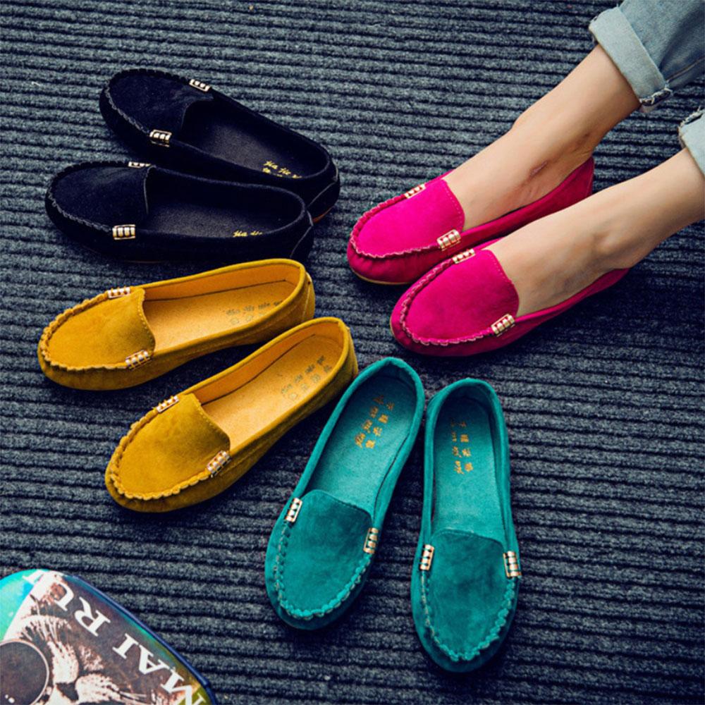 Round Head Flat Shallow Metal Buckle Loafer Shoes Women's Shoes Sunshine China 