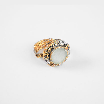 American Diamonds Women's Krompachy Design Adjustable Ring Jewellery SNAN Traders Mint Green 
