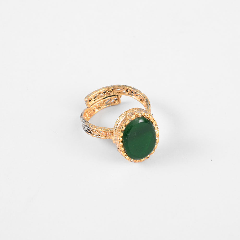 American Diamonds Women's Myjava Design Adjustable Ring Jewellery SNAN Traders Green 