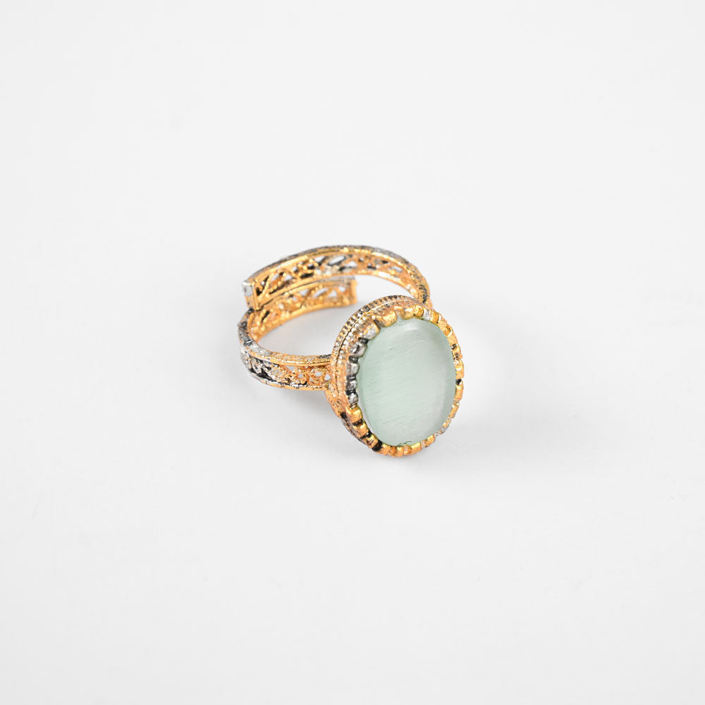 American Diamonds Women's Myjava Design Adjustable Ring Jewellery SNAN Traders Mint Green 