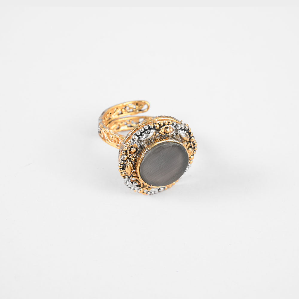 American Diamonds Women's Krompachy Design Adjustable Ring Jewellery SNAN Traders Grey 
