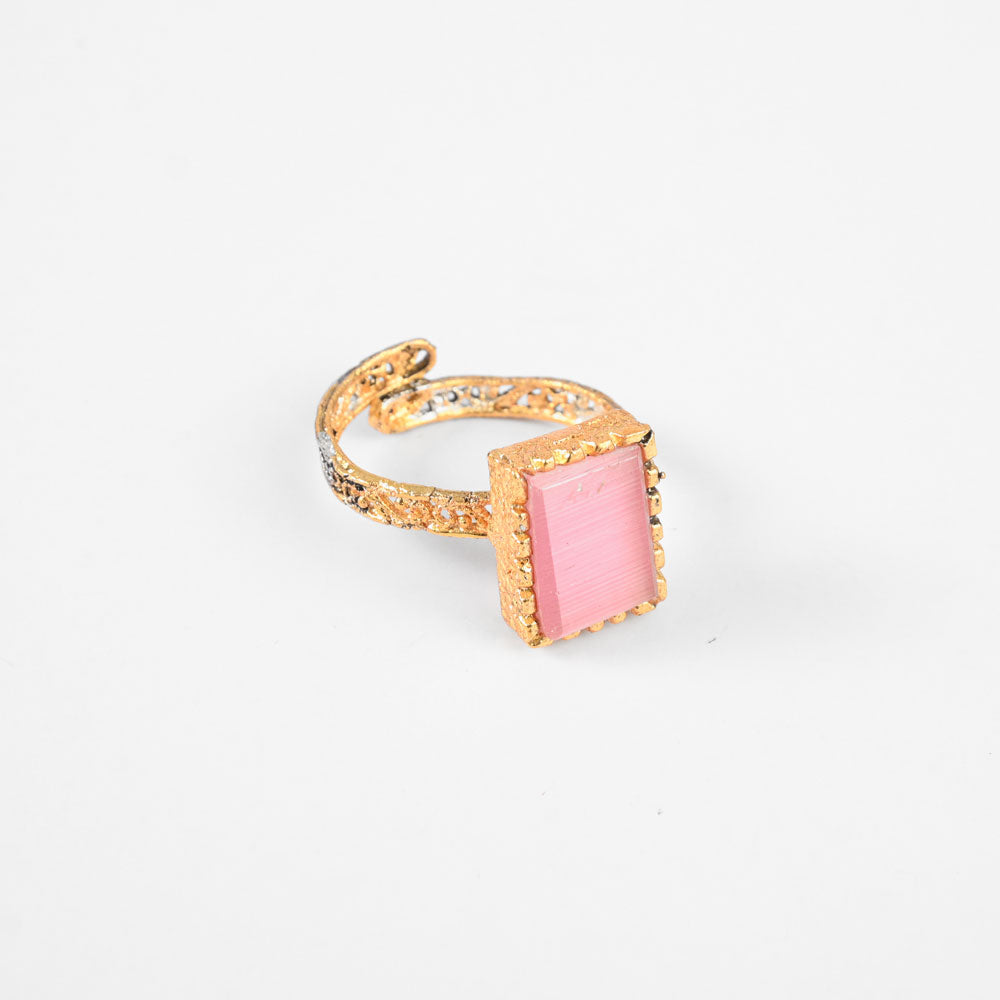 American Diamonds Women's Samorin Adjustable Ring Jewellery SNAN Traders Pink 