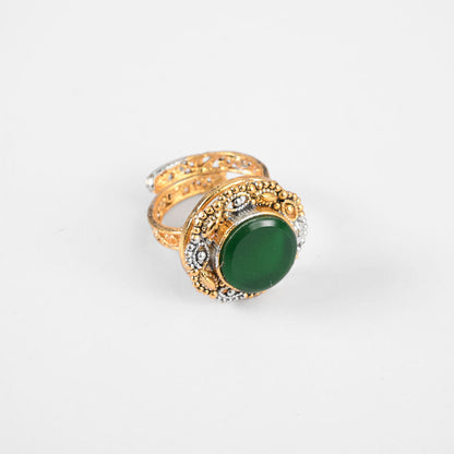 American Diamonds Women's Krompachy Design Adjustable Ring Jewellery SNAN Traders Green 