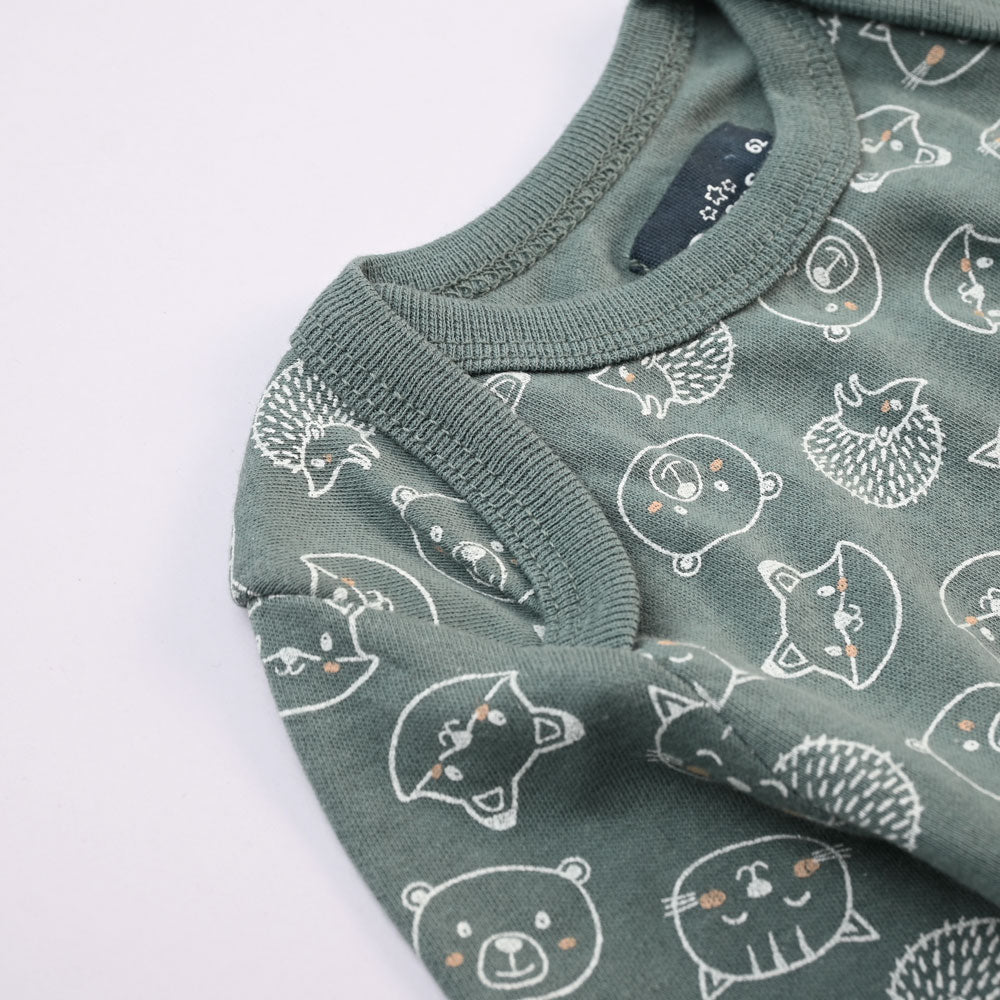 Seasons Cat & Hedgehog Printed Long Sleeve Baby Romper Romper HDY 