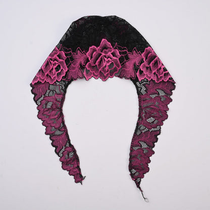 Women's Lovech Net Design Under Scarf Hijab Cap Women's Accessories De Artistic Black & Magenta 