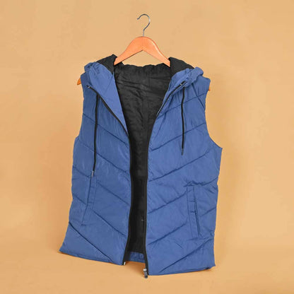 Jindong Men's N Printed Zipper Hooded Body Warmer Gilet Men's Gilet Xclusive Fashion Powder Blue M 