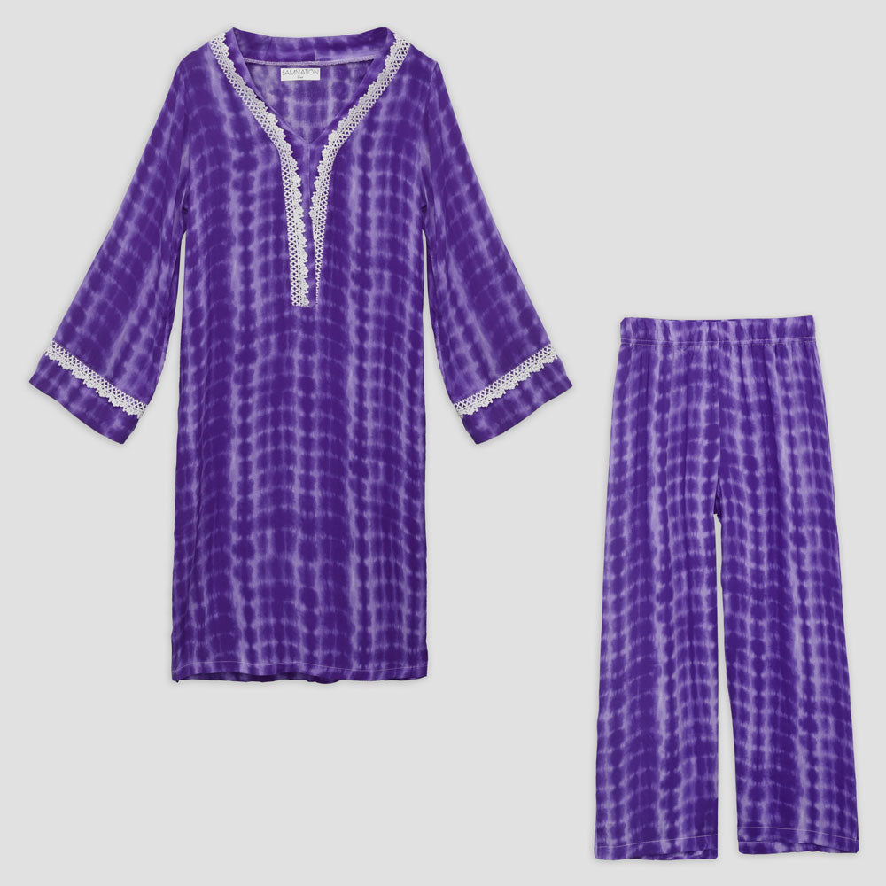 Bamnation Women’s V- Neck Tie & Dye Style Suit Women's Stitched Suit Bamnation Purple S 
