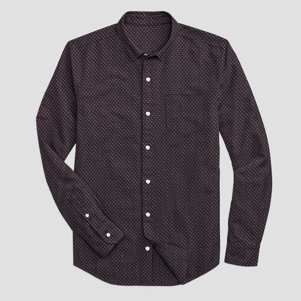 Men's Cut Label Waregem Petals Design Long Sleeves Casual Shirt Men's Casual Shirt HAS Apparel Plum S 