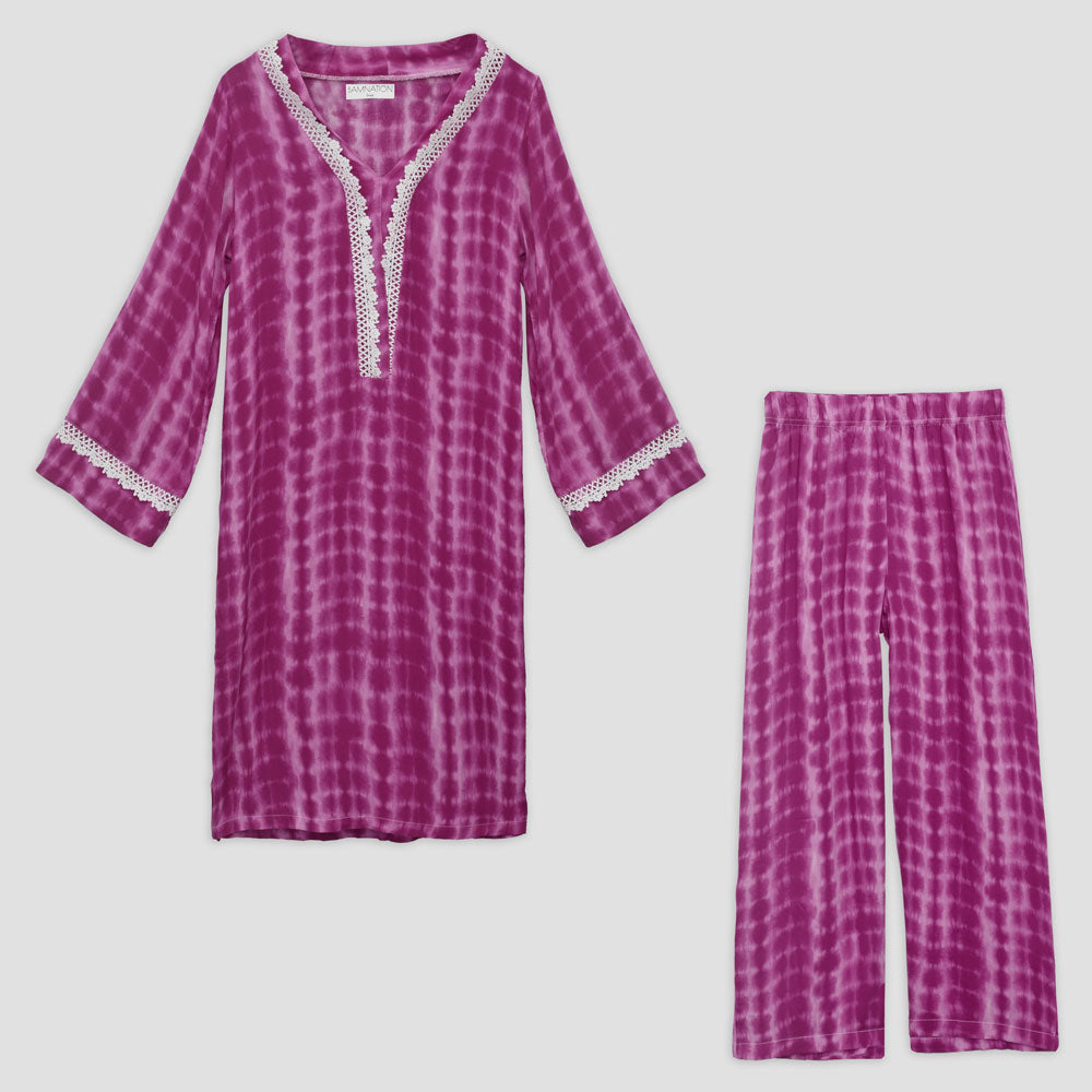 Bamnation Women’s V- Neck Tie & Dye Style Suit Women's Stitched Suit Bamnation Pink S 