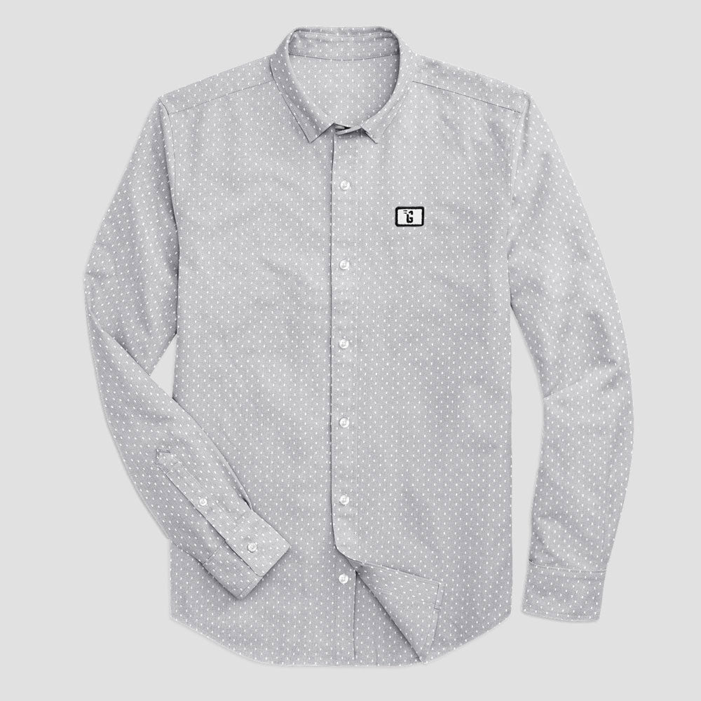 Men's Cut Label Nivelles Dots Design Long Sleeves Casual Shirt Men's Casual Shirt HAS Apparel Grey S 